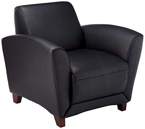 Lorell LLR68952 Leather Reception Club Chairs, 42" Height X 23.8" Width X 29.5" Length, Black