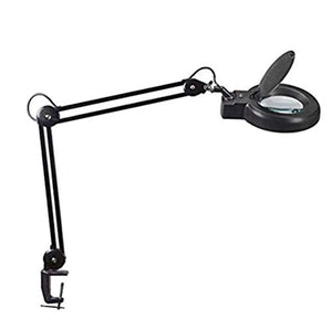 FBITE LED Magnifying Lamp with Clamp, Super Bright Magnifier Glass Lamp - Full Daylight Lens, Adjustable Swivel Arm Light