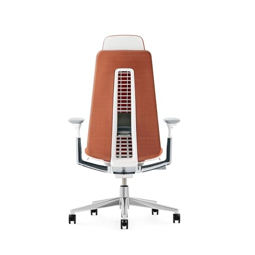 Haworth Fern Executive Office Chair with Ergonomic Innovations - Digital Knit Finish - Adjustable Headrest - Lumbar Support - Ember