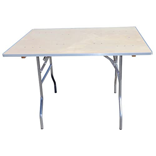 TentandTable 60-Inch Square Birch Wood Folding Table | Heavy Duty | Aluminum Edge | 30-Inch Height | 2 Pack