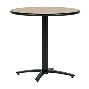 KFI Seating Round Pedestal Table with Arched X Base, Commercial Grade, 36-Inch, Natural Laminate, Made in the USA