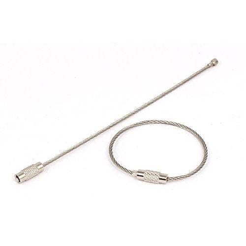 Aexit 1.5mmx120mm Stainless Home Office Furniture Steel Wire Rope Key Rings Luggage Tag Loops Home Office Furniture Sets Buckles 5pcs