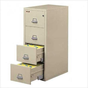 FireKing Fireproof 4-Drawer Vertical Legal File Cabinet - Tan Finish, Manipulation-Proof Comb. Lock