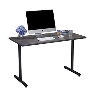 Sunon Modern Computer Desk Home Office Workstation Writing Table with Cable Hole, 47 Inch, Grey