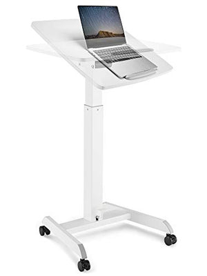 OCOMMO Height Adjustable Tilt Desk Mobile Lectern Laptop Workstation White