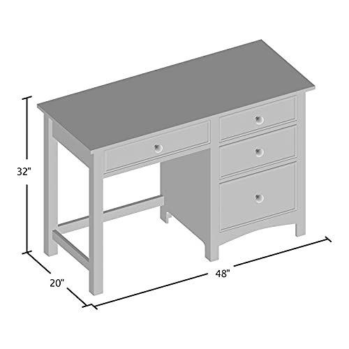 Furniture of America Dimanche Wood 2-Piece Desk and Hutch Set in White