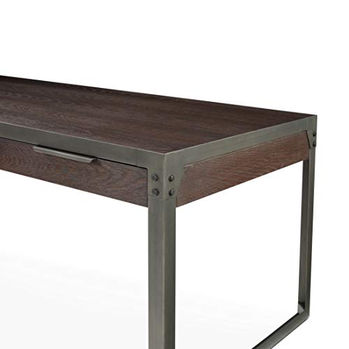 Landia Home Desk - Home Office Writing and Computer Workstation, Rustic and Industrial Design with Metal Frame and Oak Manufactured Wood Veneer