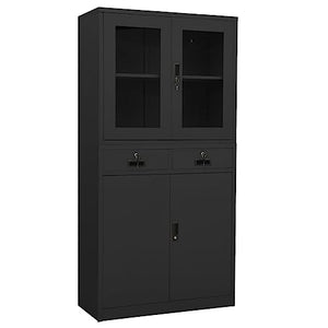 YPWRENH Office Cabinet Anthracite Steel & Glass 35.4"x15.7"x70.9
