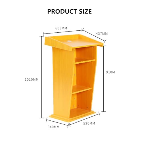 Yadlan Modern Wooden Podium Desk with Storage Shelf