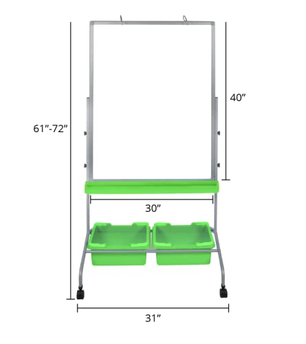 Stand Up Desk Store Mobile Whiteboard and Flipchart Easel with Storage Bins and Chart Hooks