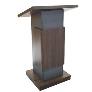 Qidvol Portable Podium Stand, 27"x24" Large Slant Surface Desk, 46.5" High, Teak Color