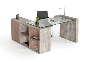 Limari Home LIM-73765 Baston Office Desk, Gray/Clear