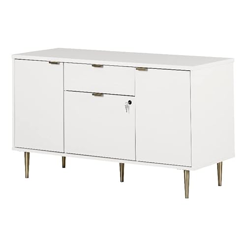 South Shore Koryn 2-Drawer Credenza with Doors, Pure White