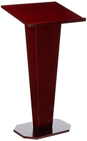 Displays2go Floor Podium with Wood Grain Style, V-Shape with Tilted Lectern Surface, Mahogany (LCTDIARM)