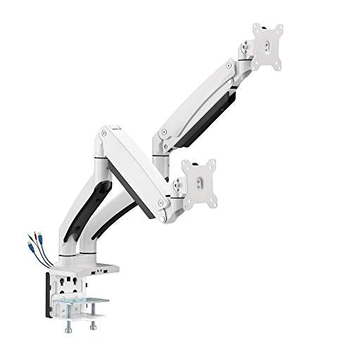SIIG Dual Monitor Desk Mount, 17" to 35", USB 3.0 and Audio Extend Ports, Fits Two Flat/Curved Monitors, Load Bearing 33 lbs max Each, VESA 75x75 100x100, C-Clamp and Grommet Base (CE-MT3211-S1)