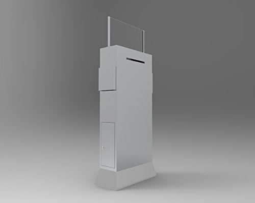 FixtureDisplays® Metal Ballot Box w/Side Pockets, Lockable, 17 x 8.7 Header, Floorstanding - Matte Grey Unique Lock/Keys 119577