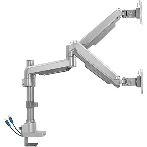 Lorell 99803 USB Pole Dual Monitor Mounting Arm, Gray