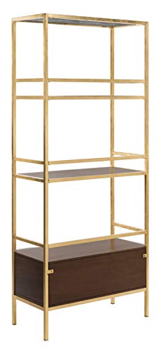 Safavieh ETG6205A Home Collection Mateo 4 Tier 1 Drawer Etagere, Gold and Walnut