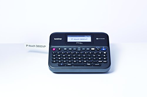 Brother PT-D600VP Label Maker, USB 2.0, P-Touch Label Printer, Desktop, QWERTY Keyboard, Colour Screen, Up to 24mm Labels, Includes Carry Case/AC Adapter/USB Cable/24mm Black on White Tape Cassette