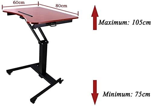 SMSOM Mobile Standing Desk, Height Adjustable Rolling Cart (Red)