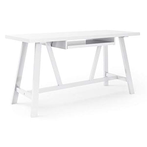 SIMPLIHOME Dylan SOLID WOOD Modern Industrial 60 inch Wide Home Office Desk, Writing Table, Workstation, Study Table Furniture in White