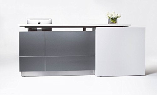 GW FURNITURE Modern Reception Desk (98") with White Quartz Stone Counter-TOP