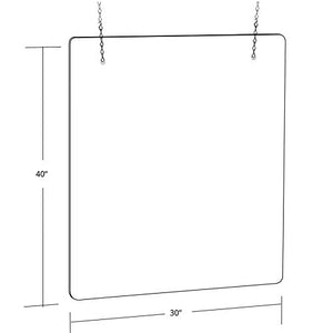 Azar Displays 179966-100 30 in. X 40 in. Clear Hanging Adjustable Cashier Shield, Plexiglass, Sneeze Guard, Acrylic Protective Barrier -Vertical/Horizontal, 2-Pack