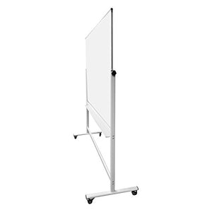 Thornton's OFFICE SUPPLIES Magnetic Reversible Mobile Dry Erase Whiteboard Easel, 70" L x 48" W, White/Silver