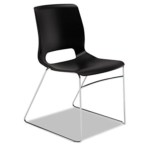 HON Motivate Seating High-Density Stacking Chair, Onyx/Chrome, 4/Carton