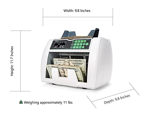 MIXVAL MPC1 Money Counter Machine | Professional Grade w/Counterfeit Bill Detector | Single Denomination, Currency & Bill Counting | Fast & Accurate Cash Counter | Customer Screen Included
