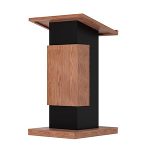 Deenkk Mobile Wooden Podium Stand with Inclined Tabletop and Wire Hole
