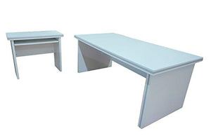 Casa Mare Modern New Star 5 Piece Office Furniture Set | Office Desk | Home Office Furniture | White Office Furniture | White and Metalic Grey (71")
