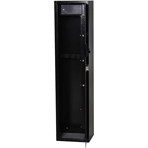 HOMCOM 56" Steel Electronic 5 Rifle Gun Safe Security Cabinet w/Digital Keypad, Keys,Padded Interior- Black