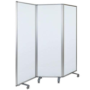 Offex Modern Double Sided Mobile Magnetic Dry Erase Whiteboard Partition Privacy Screen with Dual-Wheel Locking Casters, 72"H x 24"W - White/Gray, Perfect for Office, Classroom or Learning Environment