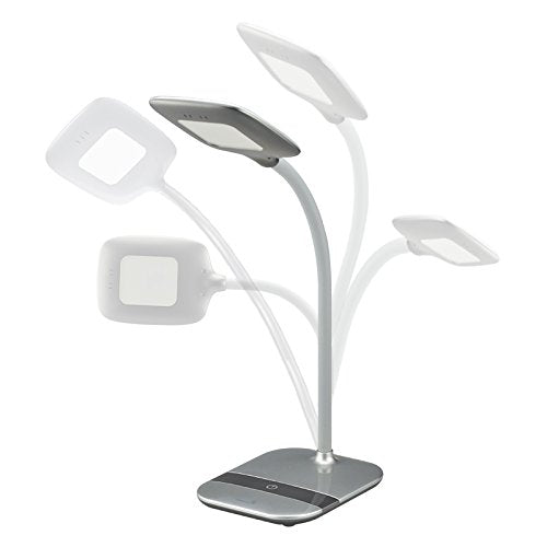 Premer PM-L610 Table Lamp - Dimmable LED Desk Lamp in 3 Brightness Levels With Eye-Caring Panel Gooseneck Design & Touch-sensitive Switch - 6W, Noble Sliver