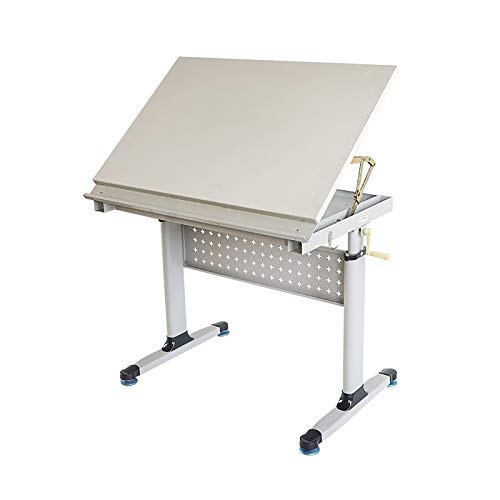 Drafting Table Practical Lifting Drawing Table Art Workbench Construction Machinery Drawing Table Convenient Storage (Color : White, Size : 90X60X76CM)