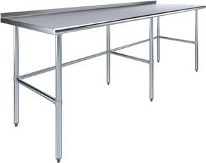 Express KitchQuip Stainless Steel Work Table with Open Base and 1.5" Backsplash (30x96)