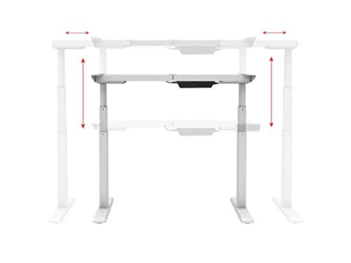 Monoprice Height Adjustable Sit Stand Riser Table Desk Frame - White with Electric Dual Motor, Compatible with Desktops from 43 Inches Up to 87 Inches Wide - Workstream Collection