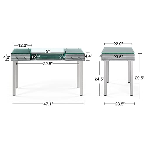 Union & Scale Un56948 Prestige 47 Glass Writing Desk, Gray (Un56948)