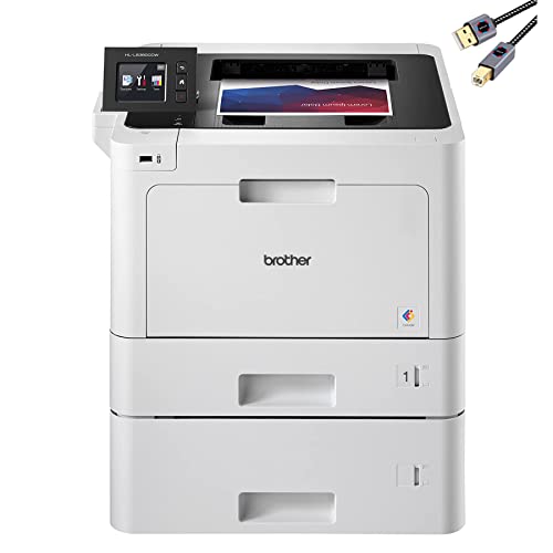 Brother Premium L-8360CDWT Series Business Color Laser Printer I Wireless I Mobile Printing I NFC I Auto 2-Sided Printing I 2.7" Color Touchscreen I 33 ppm I 750 Sheets Tray Capacity + Printer Cable