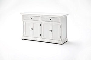 NovaSolo Provence Pure White Mahogany Wood Double Hutch with Storage, 8 Shelves and 2 Drawers