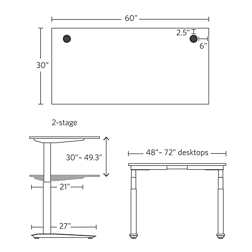 Fully Jarvis Standing Desk 60" x 30" Bamboo Top - Electric Adjustable Desk Height from 30" to 49.3" with Memory Preset Controller (Rectangle, White Frame)