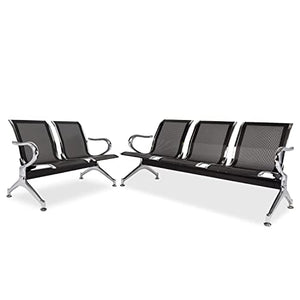 Kinbor Office Guest Chairs - 5 Seat Reception Chairs Black Waiting Room Lobby Furniture