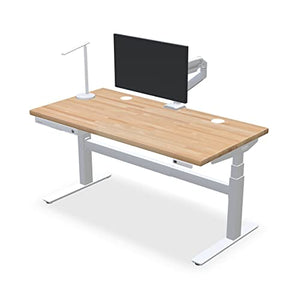 UPLIFTDESK Birch Butcher Block Standing Desk (60 x 30 inch) 2-Leg V2-Commercial C-Frame (Black)