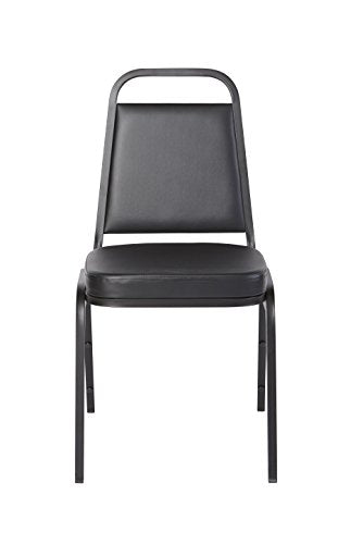 Iceberg 66361 Banquet Chair, 4-Pack, Trapezoid, 2.5" Cushion, Black Vinyl/Silver Frame (Made in USA)