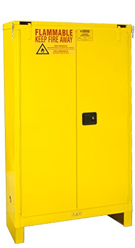 Durham 1045SL-50 Flammable Safety Cabinet with 2 Self Closing Door and Legs, 43" x 18" x 72-3/8", 45 gal Capacity, Yellow