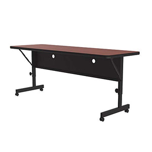 Correll 24"x60" Deluxe Flip Top Table, Cherry HP Laminate Top, Adjustable Height Work Station, Castors, Folds Flat & Nests (FT2460-21)