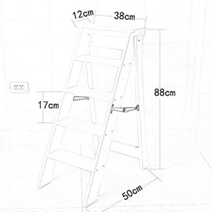 LUCEAE Wooden 5-Step Folding Step Stool - Portable Multifunctional Planter