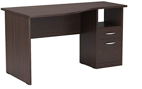 Inval America Curved Top Desk, Espresso-Wenge/Silver