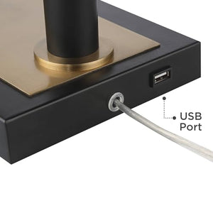 Possini Euro Design Brass Black USB Desk Lamps Set of 2